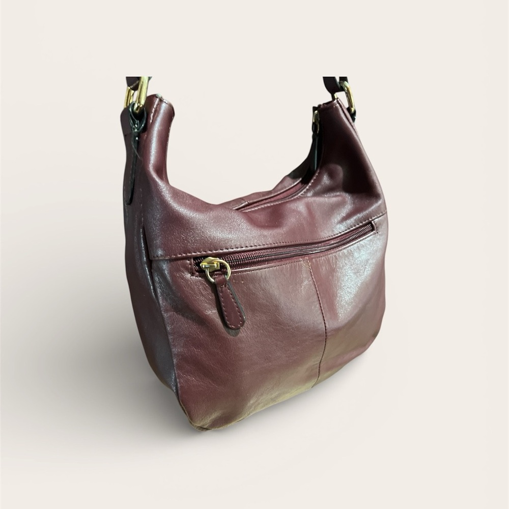 Giani Bernini Dark Burgundy Leather Shoulder Bag - Picture 4 of 8